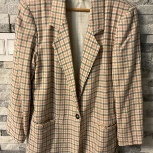 Sag Harbor Cream and Pink Plaid Blazer